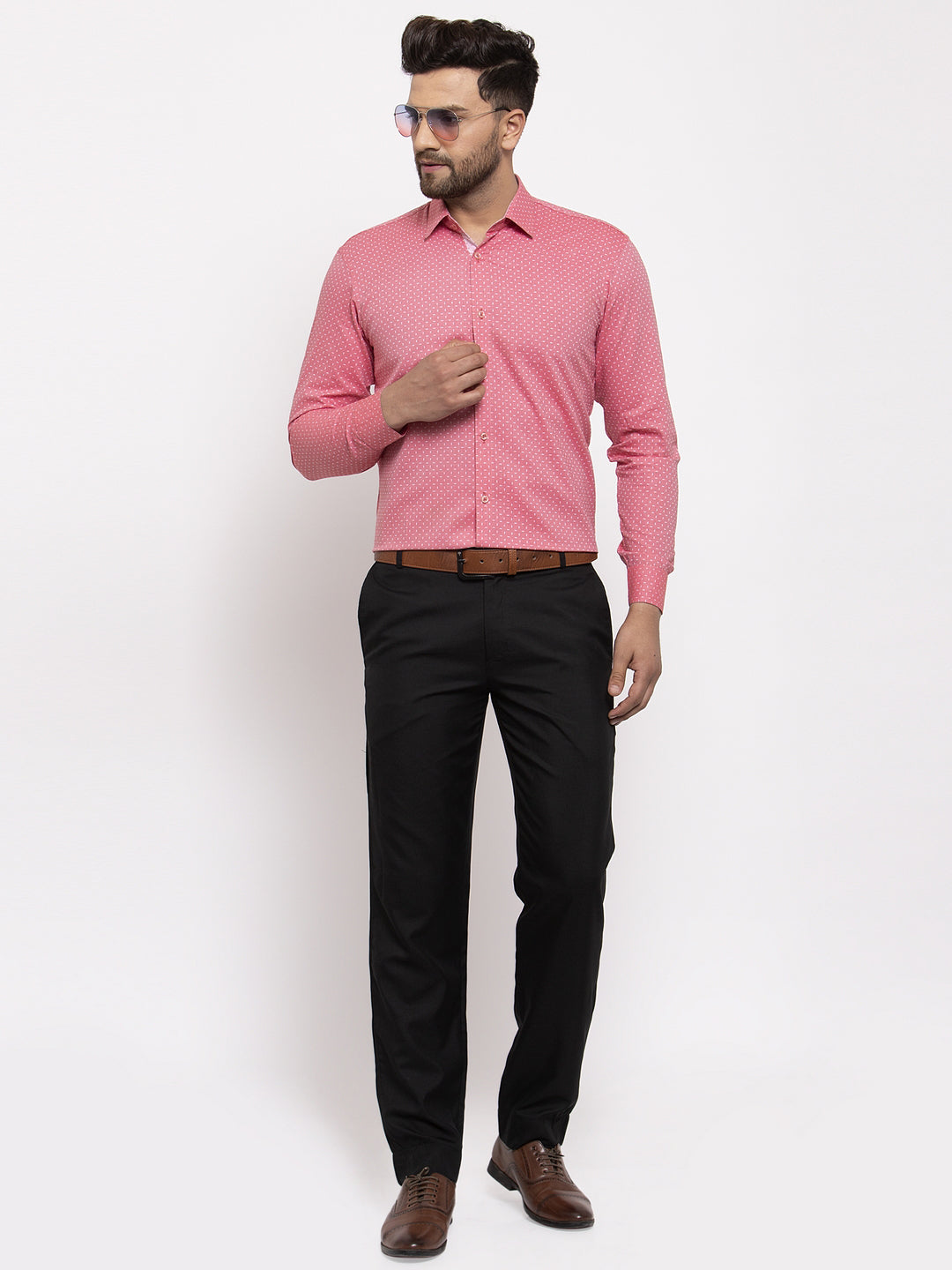 Red Cotton Mens Printed Shirt | Indian Needle Formal Shirts