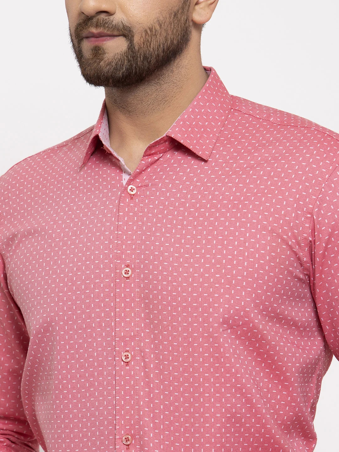 Red Cotton Mens Printed Shirt | Indian Needle Formal Shirts