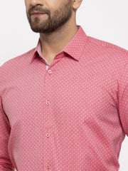 Indian Needle Red Men's Cotton Printed Formal Shirt's