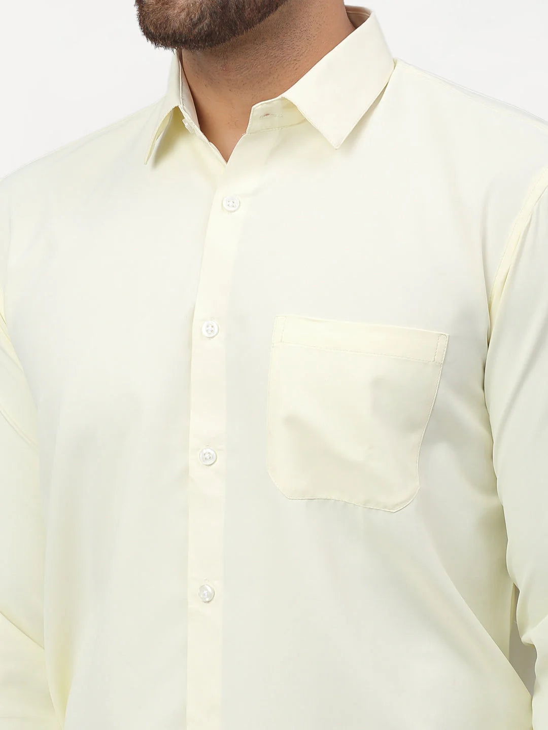 Yellow Solid Mens Shirt - Cotton Formal Shirts | Indian Needle
