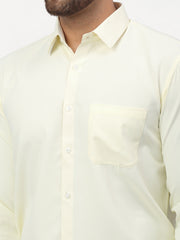 Indian Needle Yellow Men's Solid Formal Shirts
