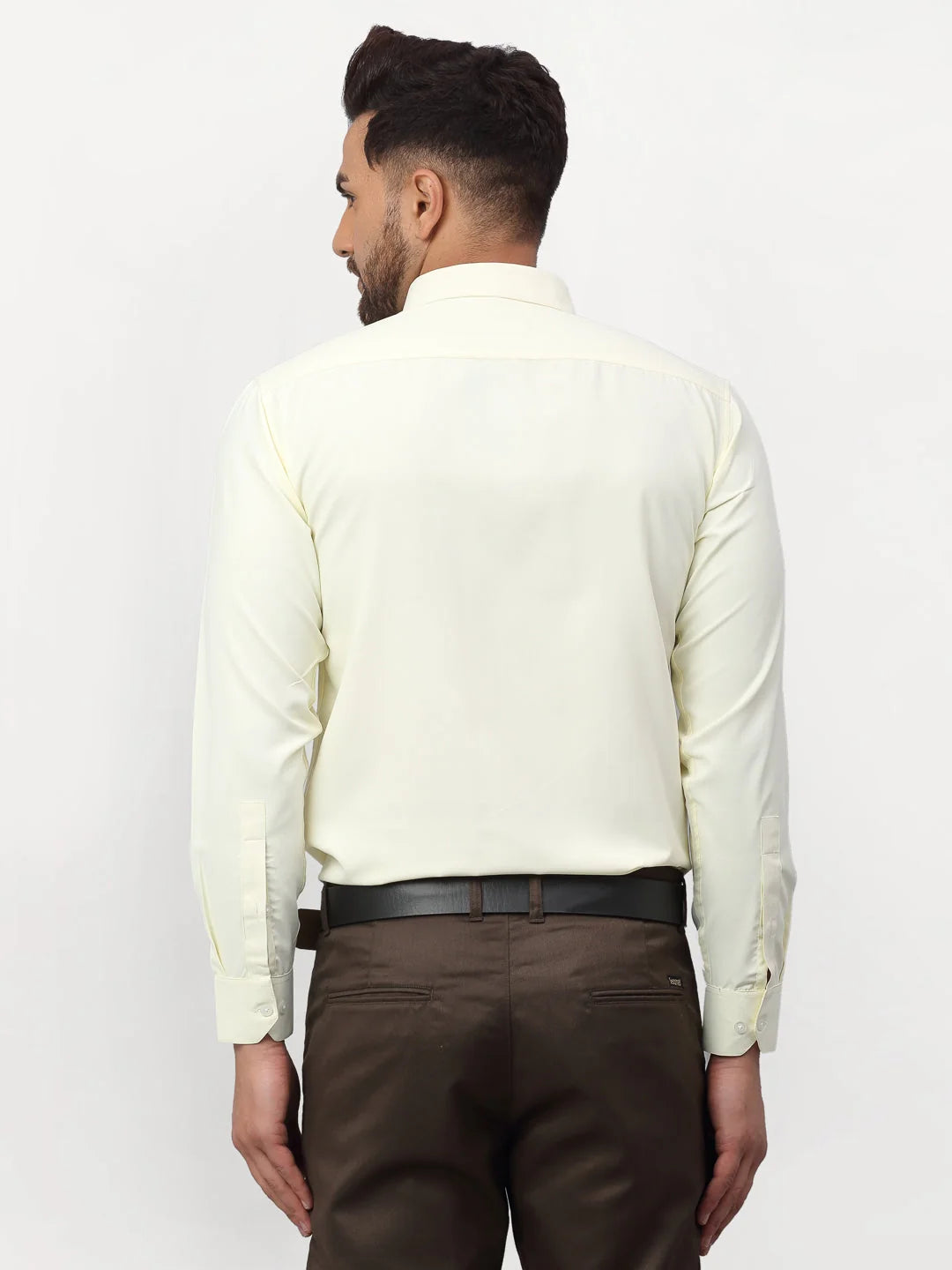 Yellow Solid Mens Shirt - Cotton Formal Shirts | Indian Needle