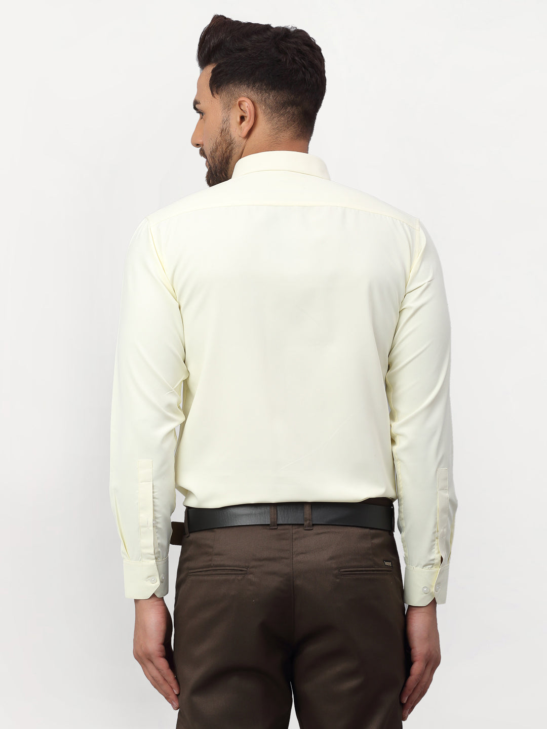 Yellow Solid Mens Shirt - Cotton Formal Shirts | Indian Needle