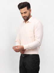 Indian Needle Peach Men's Solid Formal Shirts