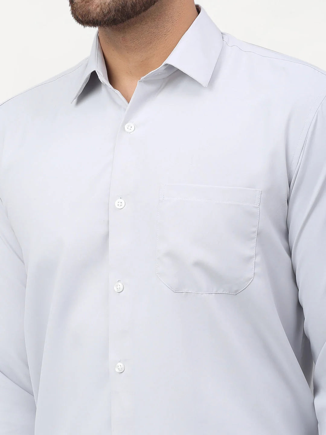 Silver Solid Mens Formal Shirts | Cotton Shirt