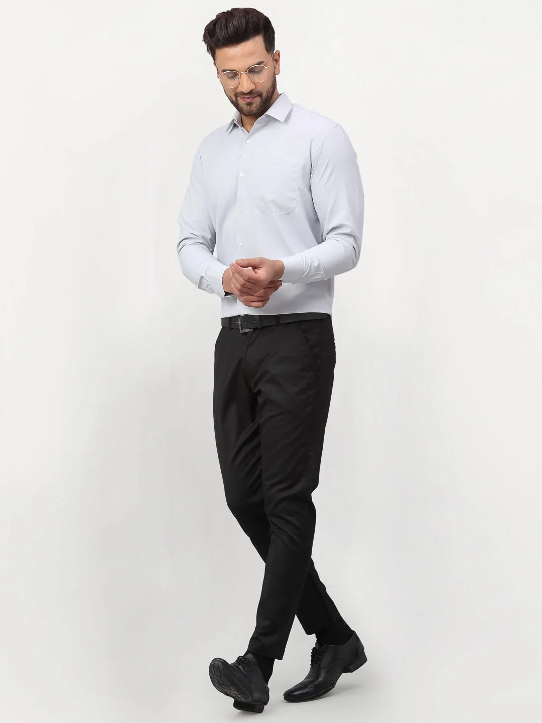 Silver Solid Mens Formal Shirts | Cotton Shirt