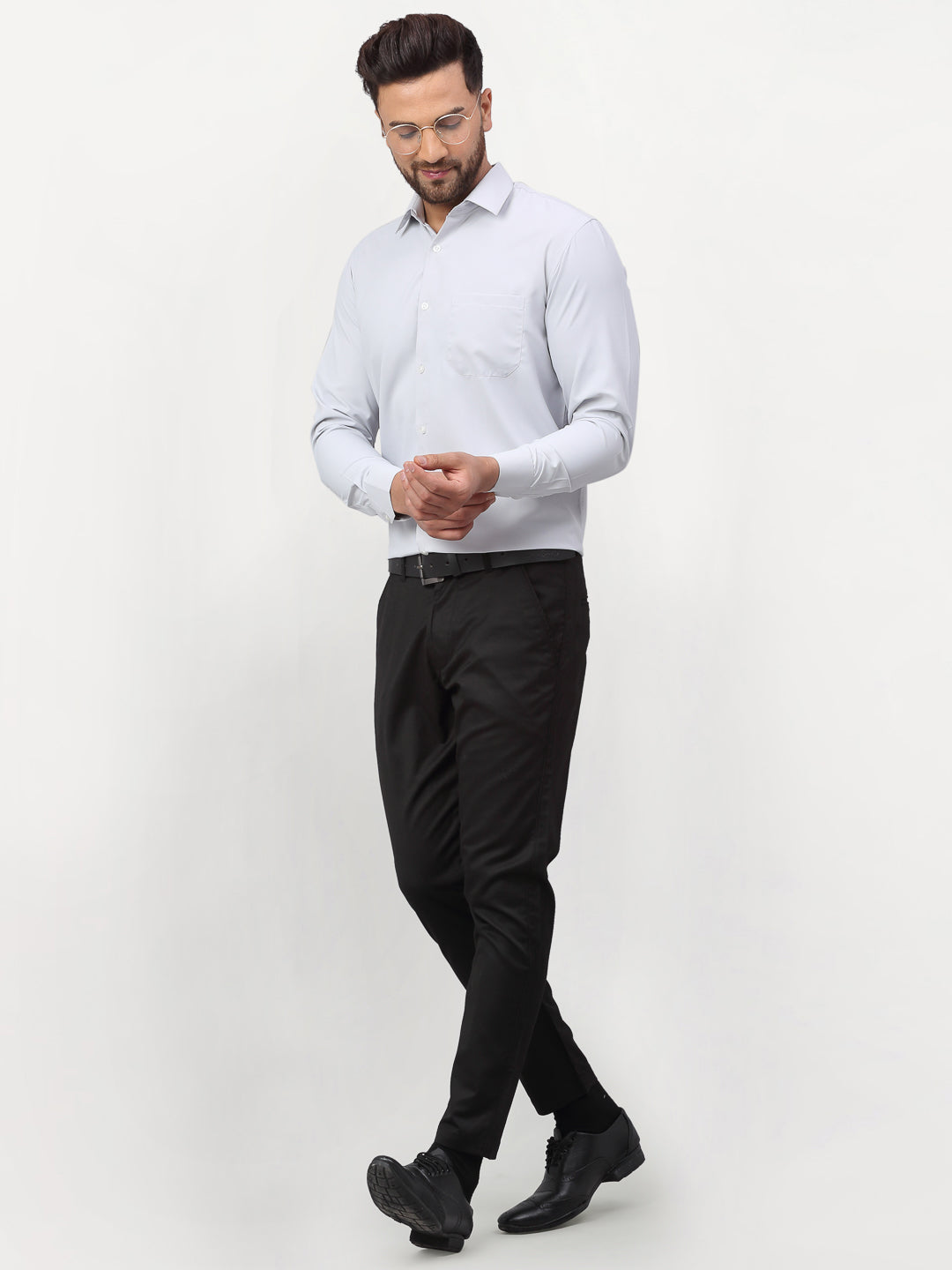 Silver Solid Mens Formal Shirts | Cotton Shirt