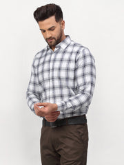 Indian Needle White Men's Checked Formal Shirts