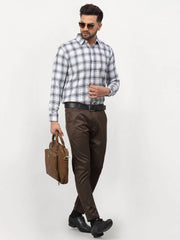 Indian Needle White Men's Checked Formal Shirts