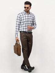 Indian Needle White Men's Checked Formal Shirts