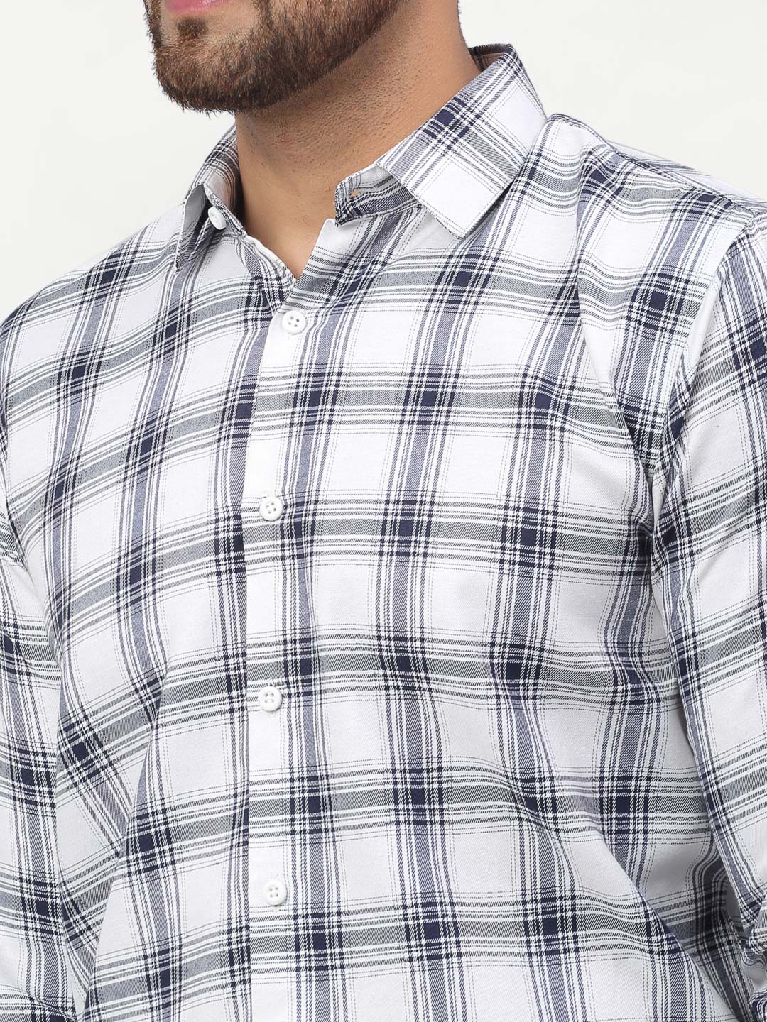 White Checked Mens Formal Shirts | Cotton Shirt
