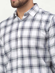 Indian Needle White Men's Checked Formal Shirts