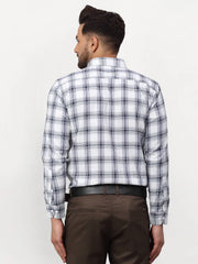 Indian Needle White Men's Checked Formal Shirts