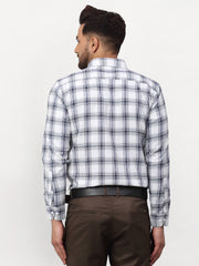Indian Needle White Men's Checked Formal Shirts