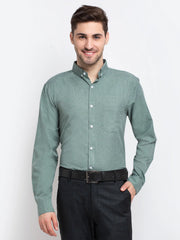 Indian Needle Green Men's Button Down Collar Cotton Formal Shirt