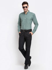 Indian Needle Green Men's Button Down Collar Cotton Formal Shirt