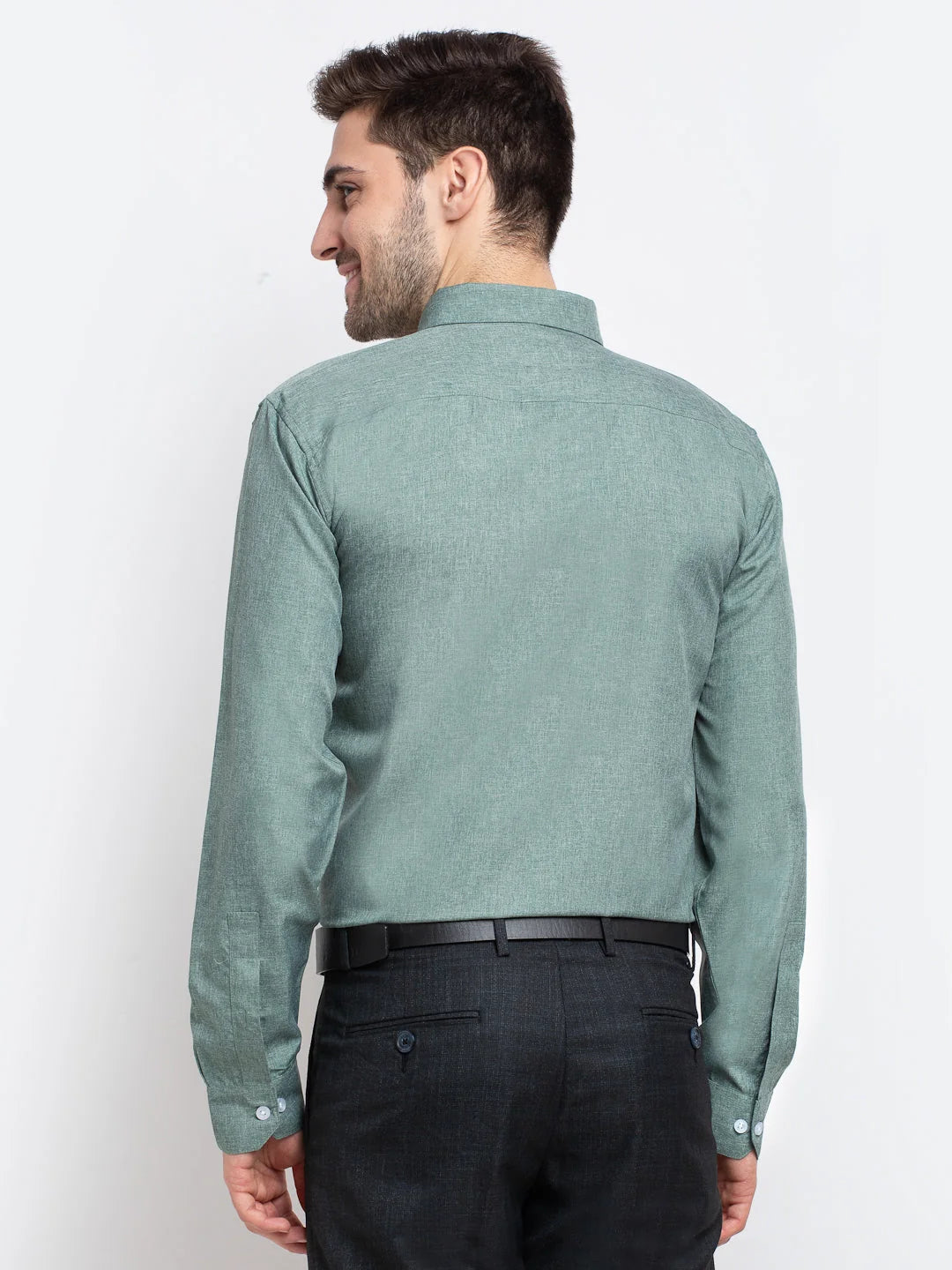 Green Cotton Formal Shirt - Button Down Collar Mens Shirt