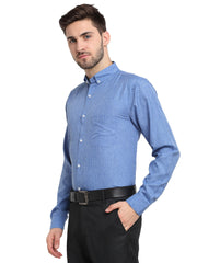 Indian Needle Blue Men's Button Down Collar Cotton Formal Shirt