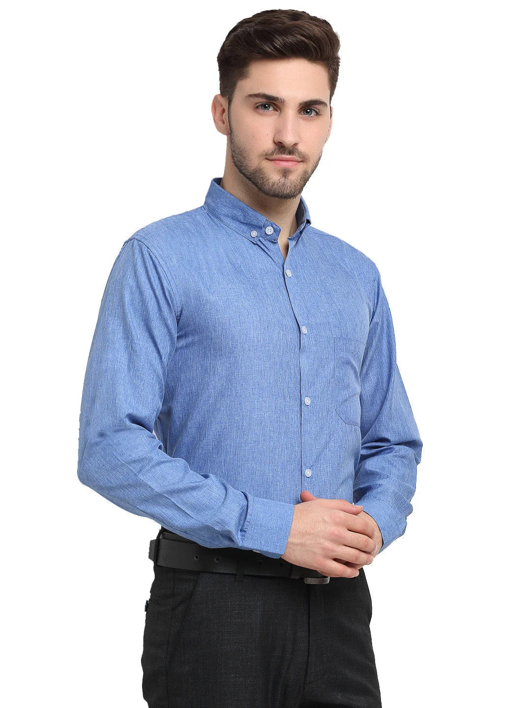 Blue Cotton Formal Shirt - Button Down Collar Mens Shirt