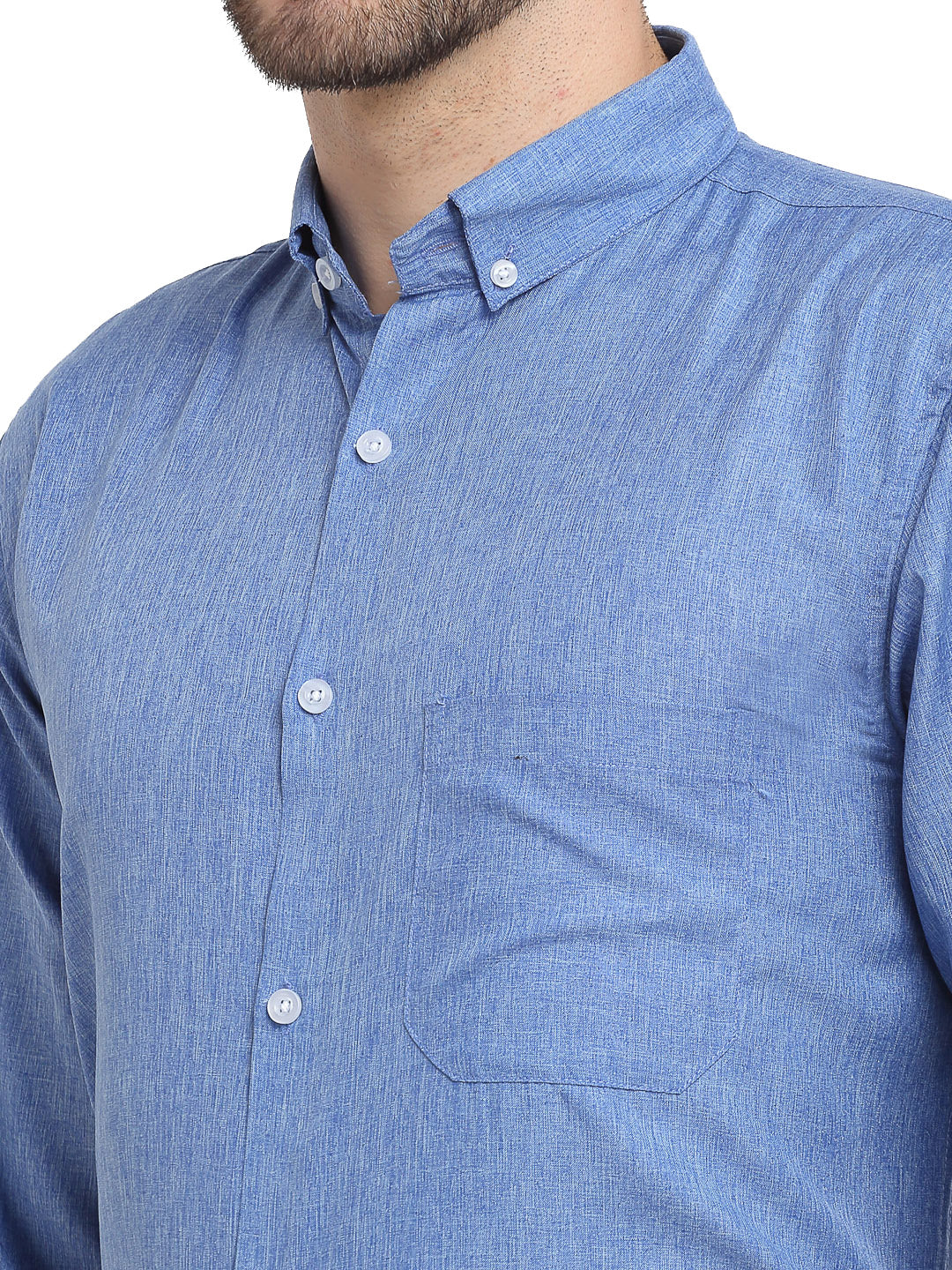 Blue Cotton Formal Shirt - Button Down Collar Mens Shirt