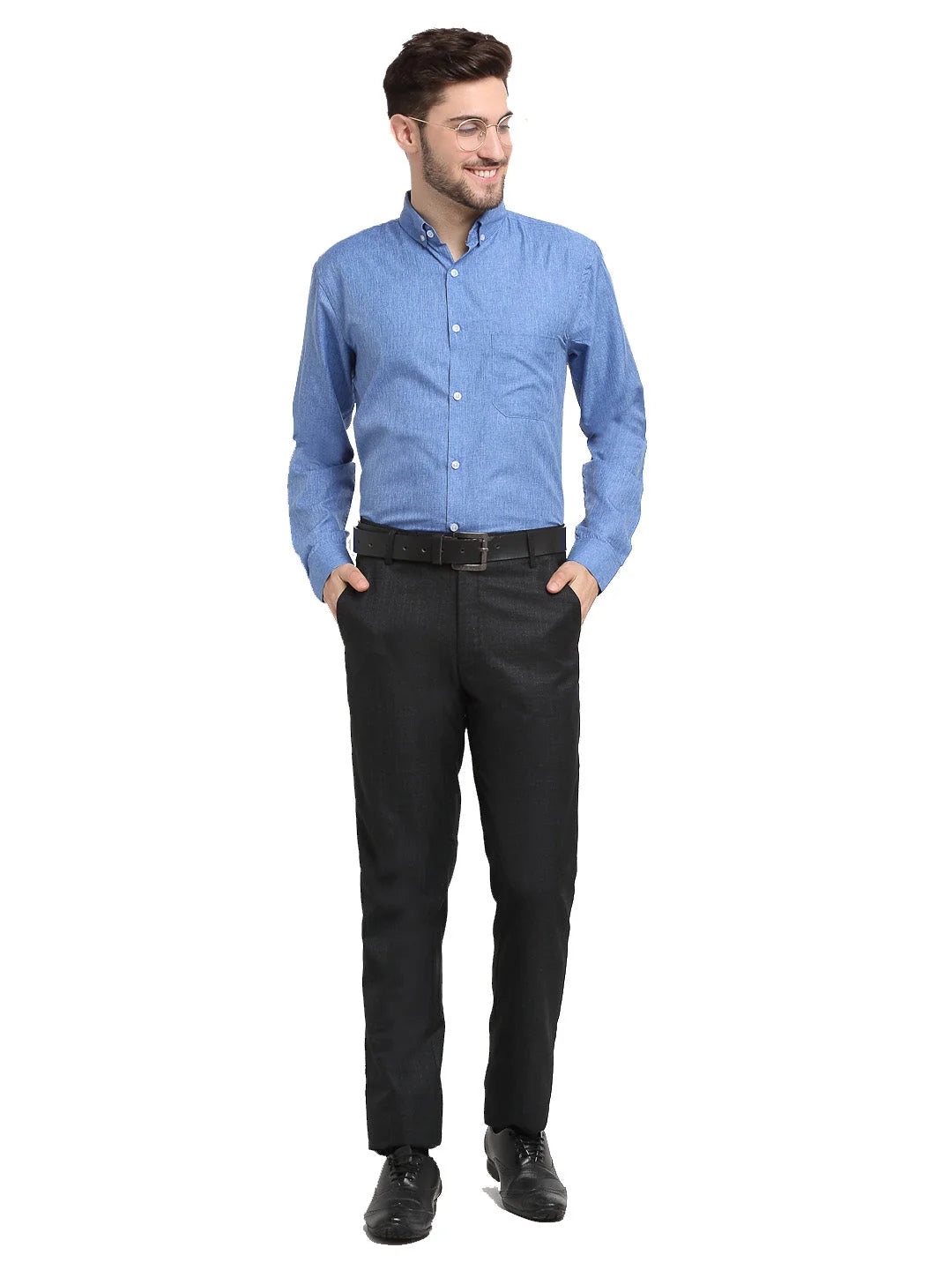 Blue Cotton Formal Shirt - Button Down Collar Mens Shirt