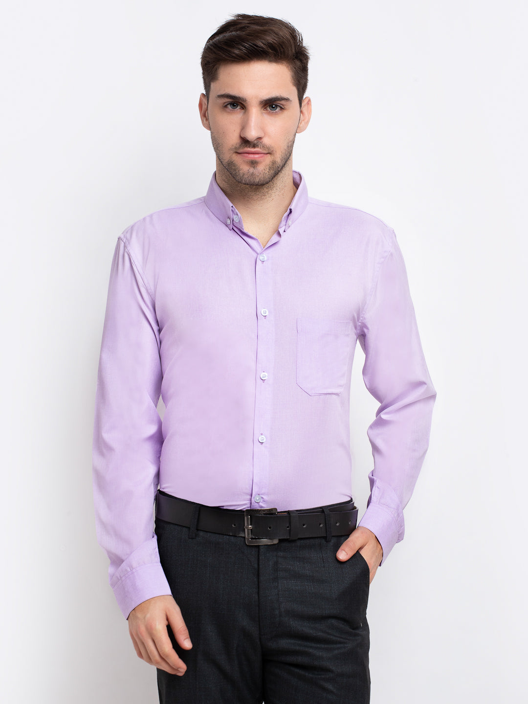 Purple Cotton Formal Shirts - Button Down Mens Shirt, Indian N...