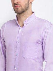 Indian Needle Purple Men's Button Down Collar Cotton Formal Shirt
