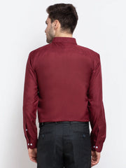 Indian Needle Maroon Men's Button Down Collar Cotton Formal Shirt
