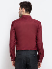 Indian Needle Maroon Men's Button Down Collar Cotton Formal Shirt