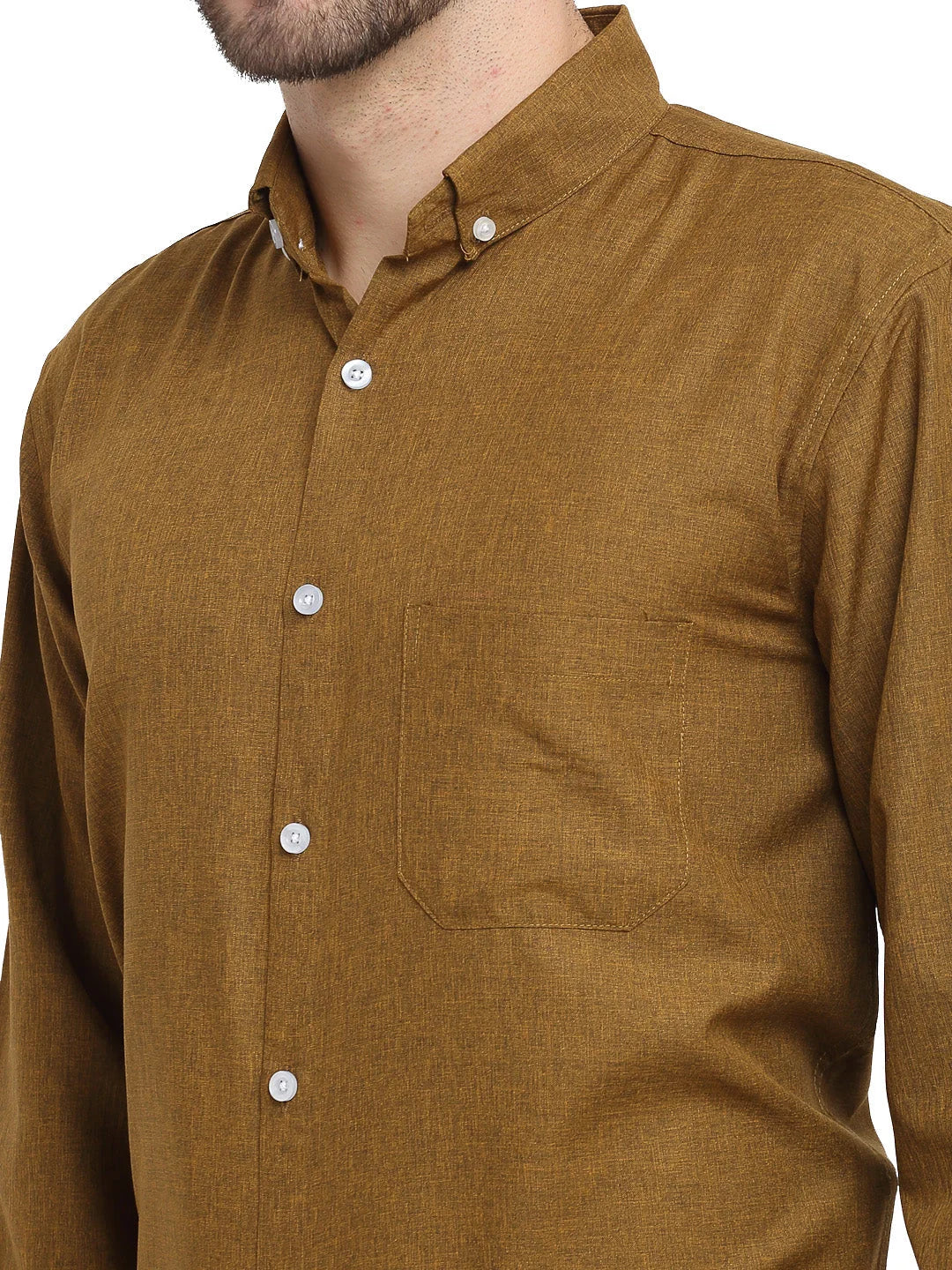Olive Cotton Formal Shirt - Button Down Mens Shirt by Indian N...