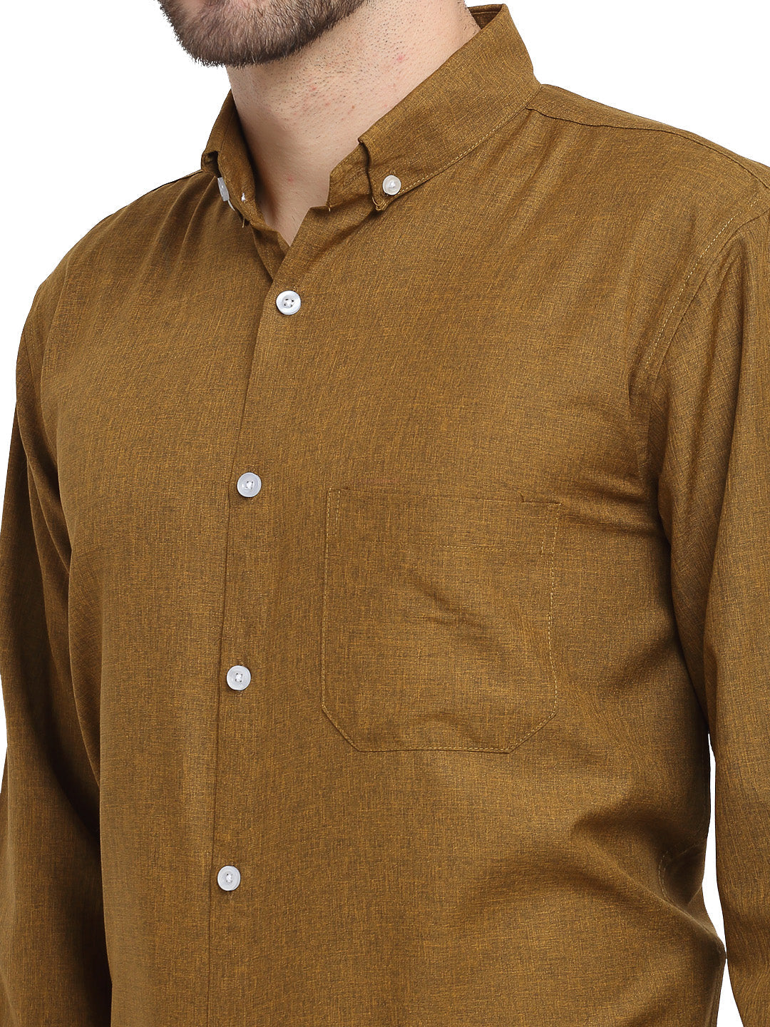 Olive Cotton Formal Shirt - Button Down Mens Shirt by Indian N...