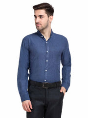 Indian Needle Teal Men's Button Down Collar Cotton Formal Shirt