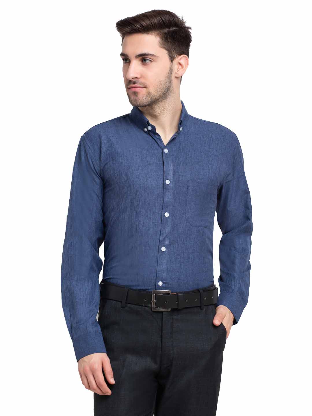 Teal Button Down Mens Cotton Shirt - Indian Needle Formal Shirt