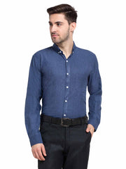 Indian Needle Teal Men's Button Down Collar Cotton Formal Shirt