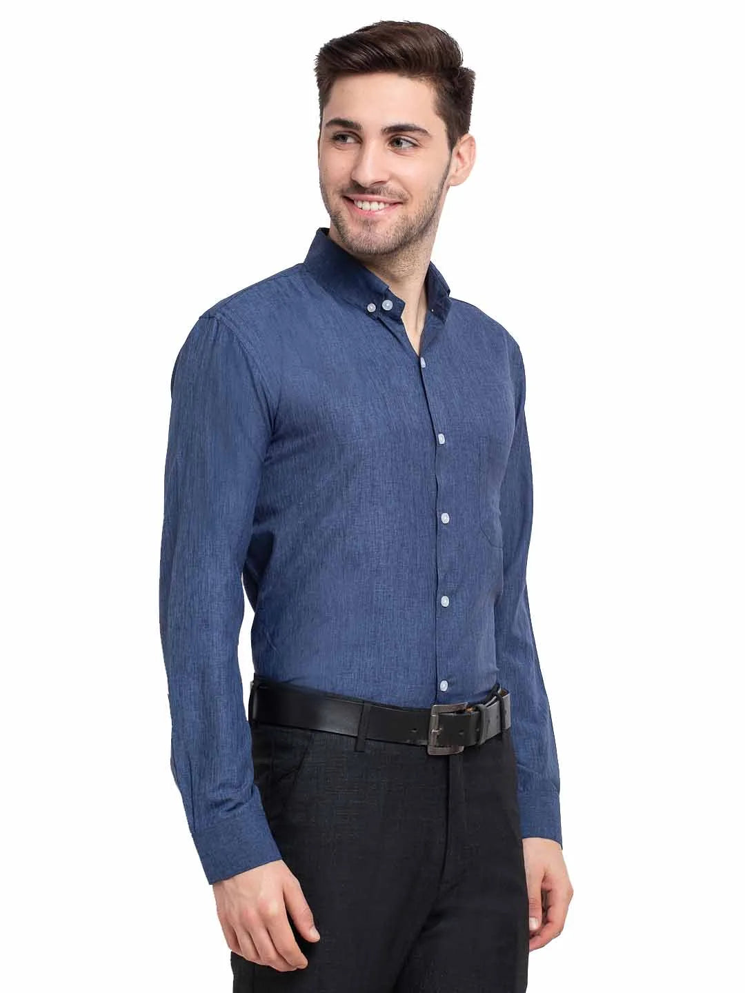 Teal Button Down Mens Cotton Shirt - Indian Needle Formal Shirt