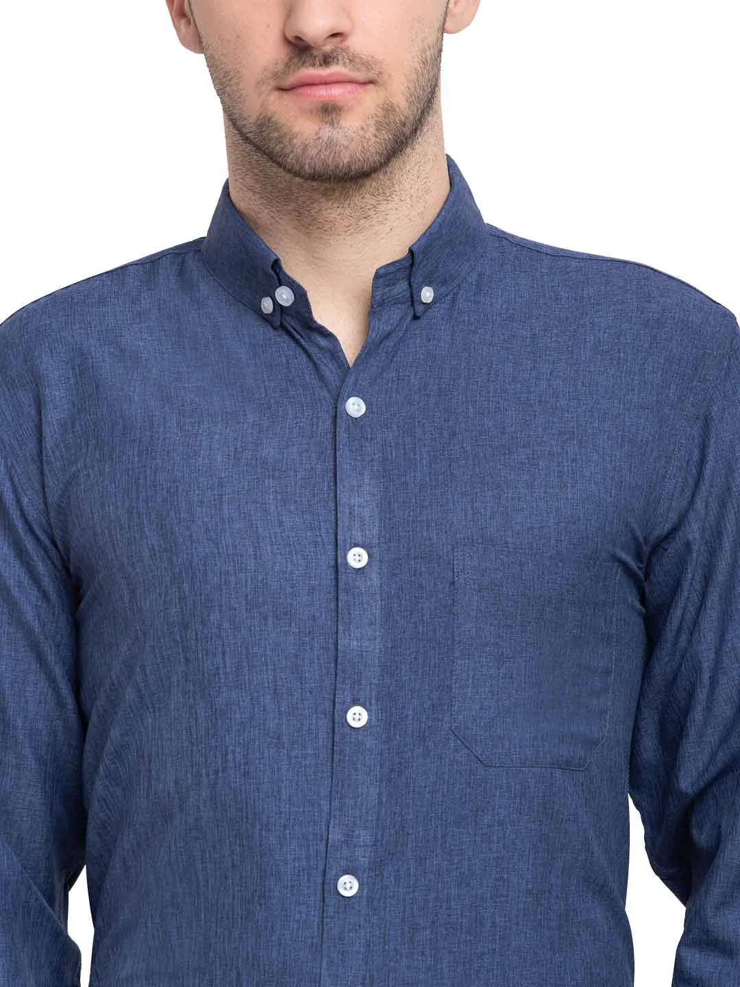 Teal Button Down Mens Cotton Shirt - Indian Needle Formal Shirt