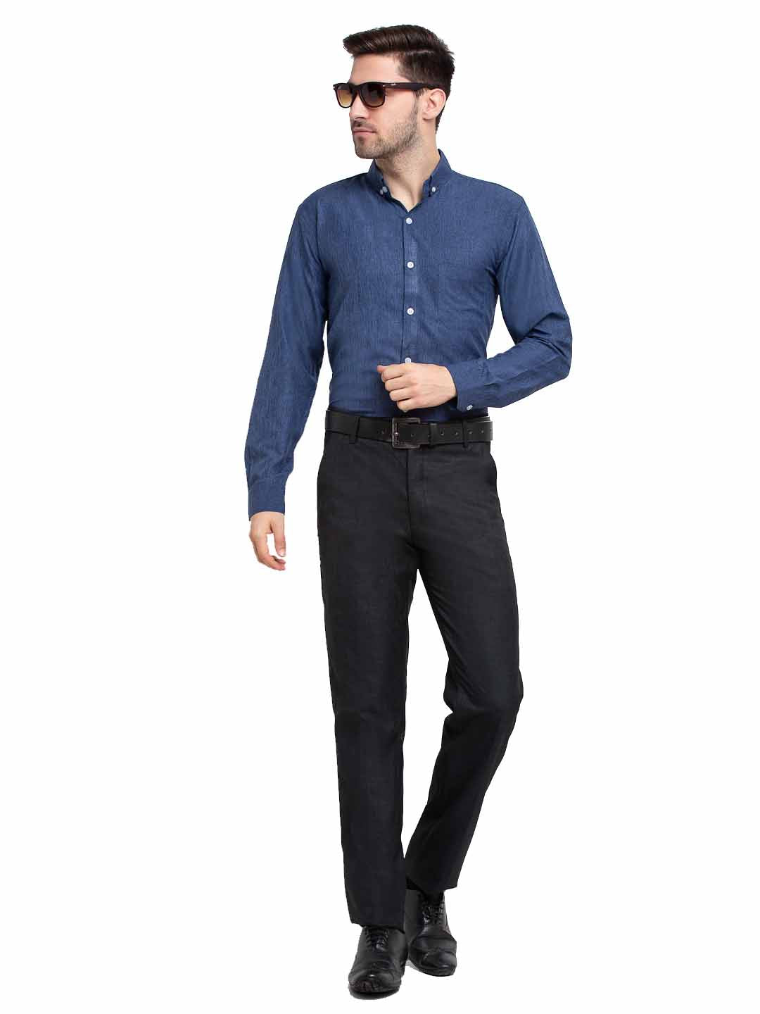 Teal Button Down Mens Cotton Shirt - Indian Needle Formal Shirt