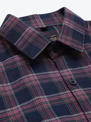 Indian Needle Pink Men's Formal Cotton Checked Shirt