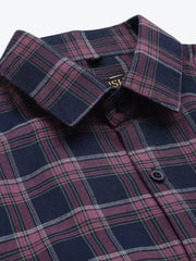 Indian Needle Pink Men's Formal Cotton Checked Shirt