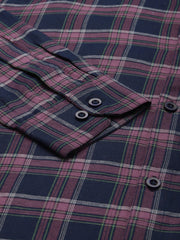 Indian Needle Pink Men's Formal Cotton Checked Shirt