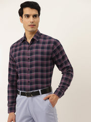 Indian Needle Pink Men's Formal Cotton Checked Shirt