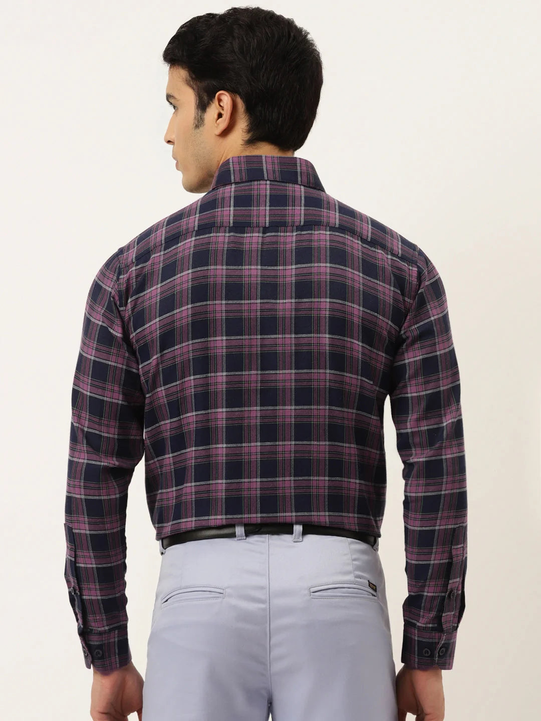 Pink Checked Cotton Mens Shirt | Formal Shirts - Indian Needle