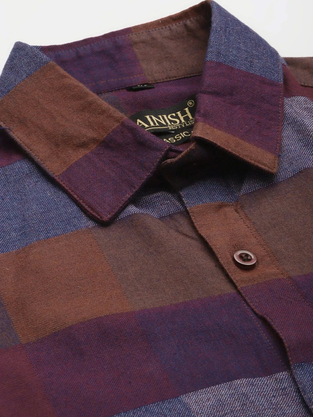 Brown Checked Cotton Mens Shirt | Formal Shirts - Indian Needle