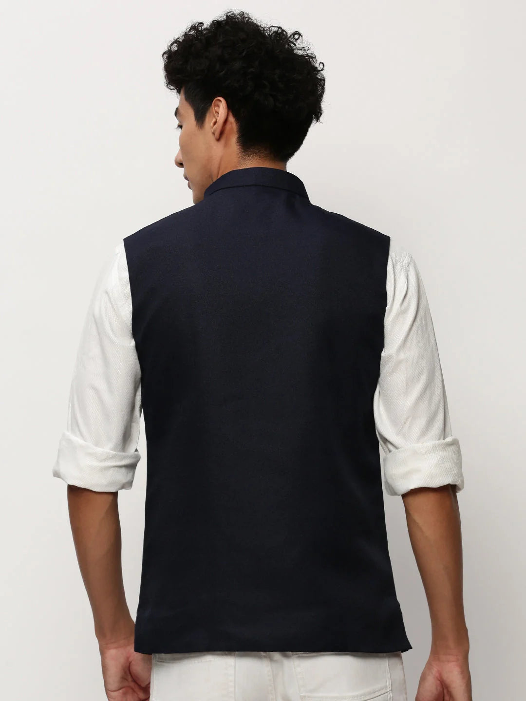 Navy Blue Nehru Jacket for Men | Kurta Pajama | Showoff