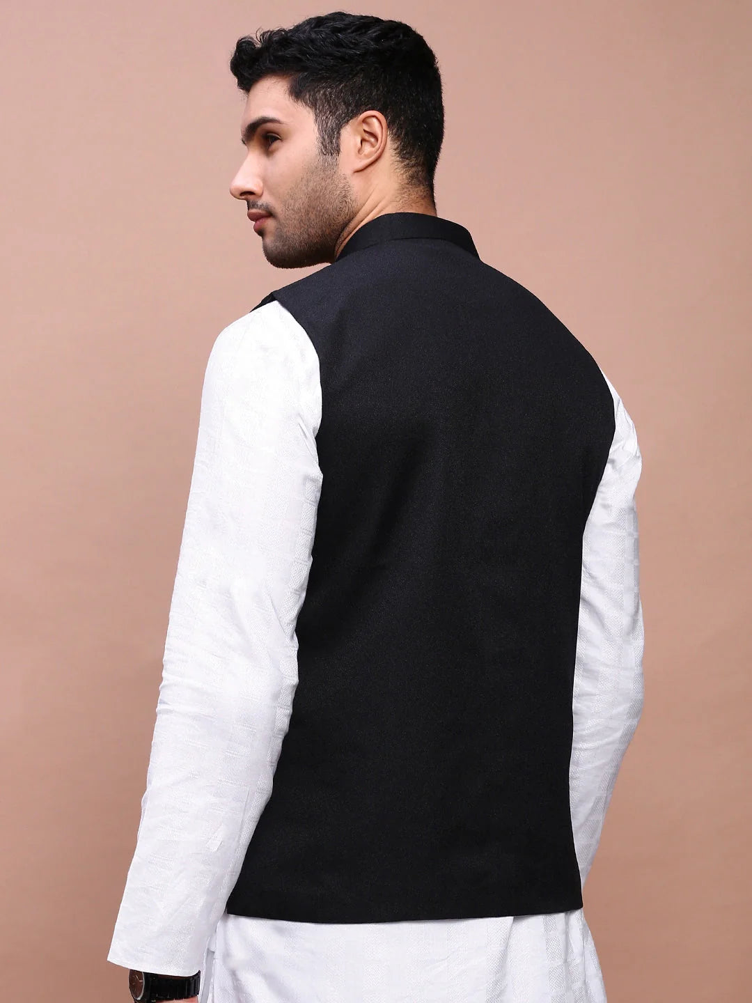 Black Slim Fit Nehru Jacket - Mens Kurta Pajama | Showoff
