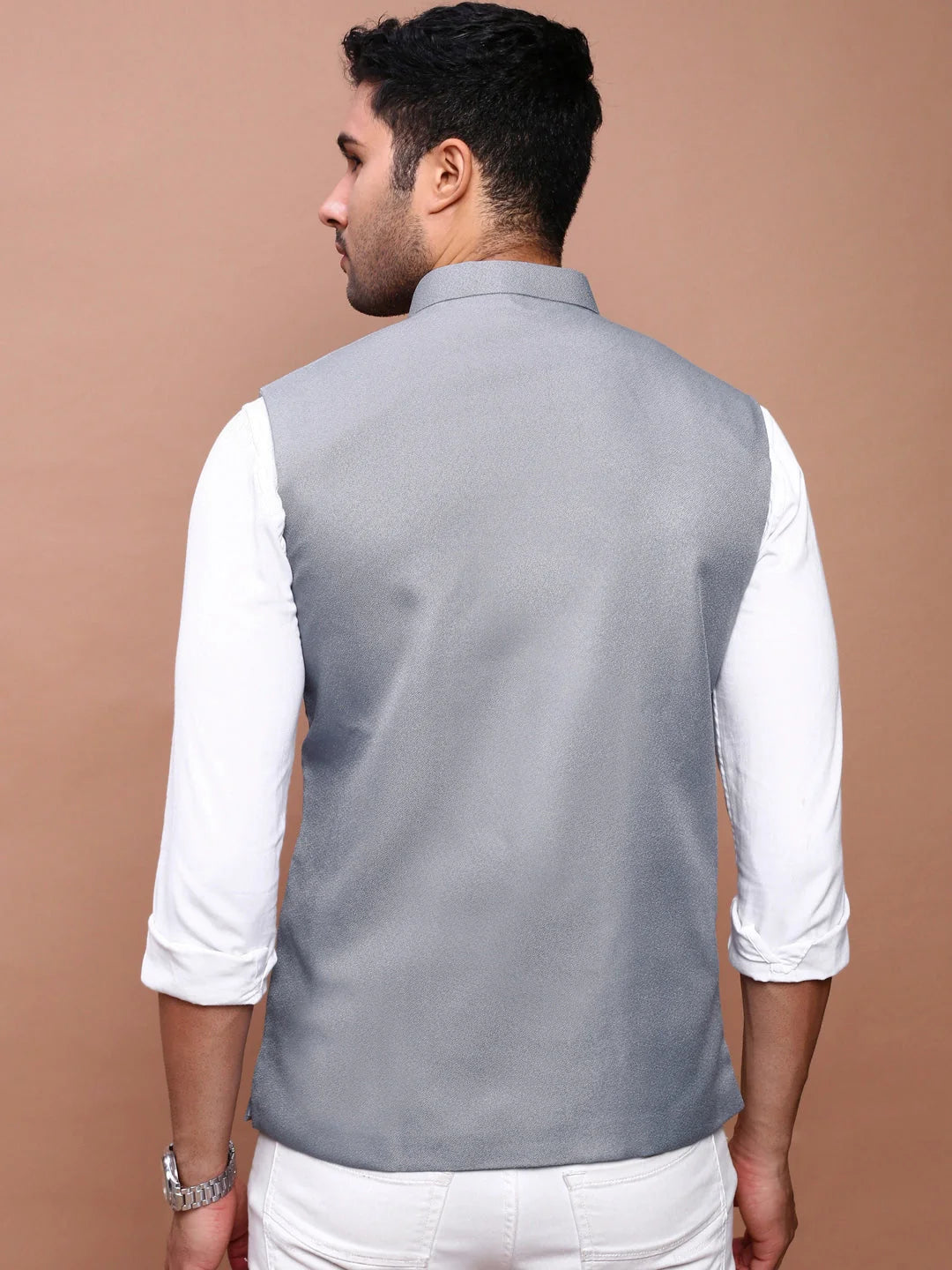 Grey Cotton Nehru Jacket | Mens Kurta Pajama Set - Showoff