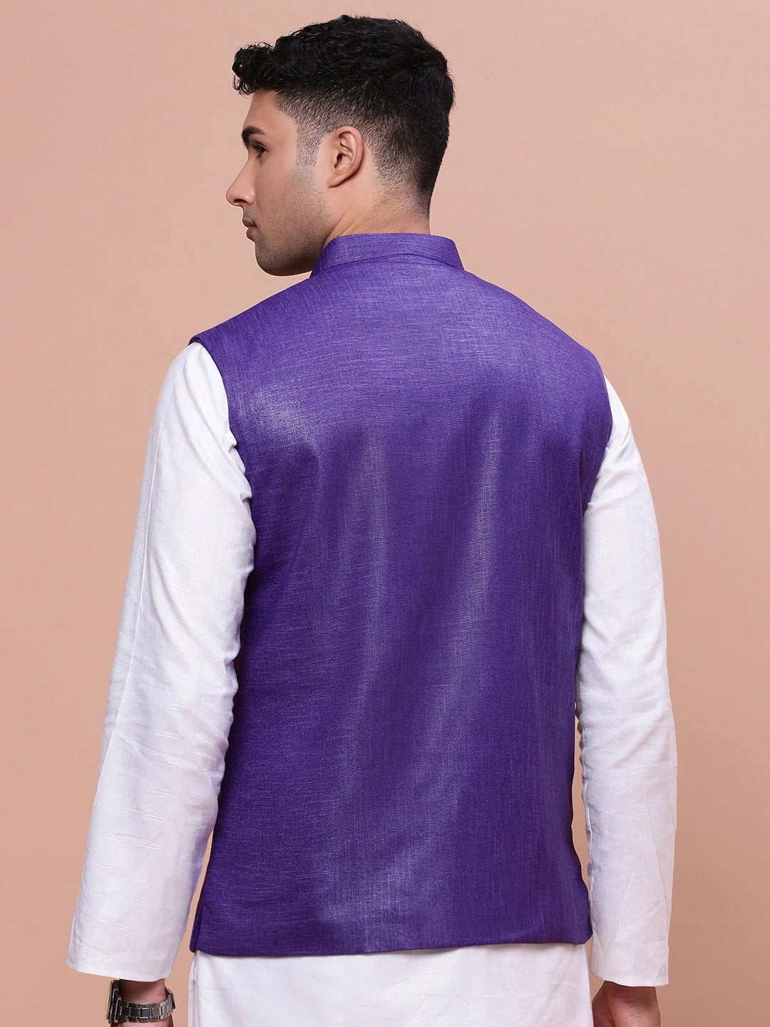 Violet Slim Fit Nehru Jacket | Modern Kurta Pajama Outfit