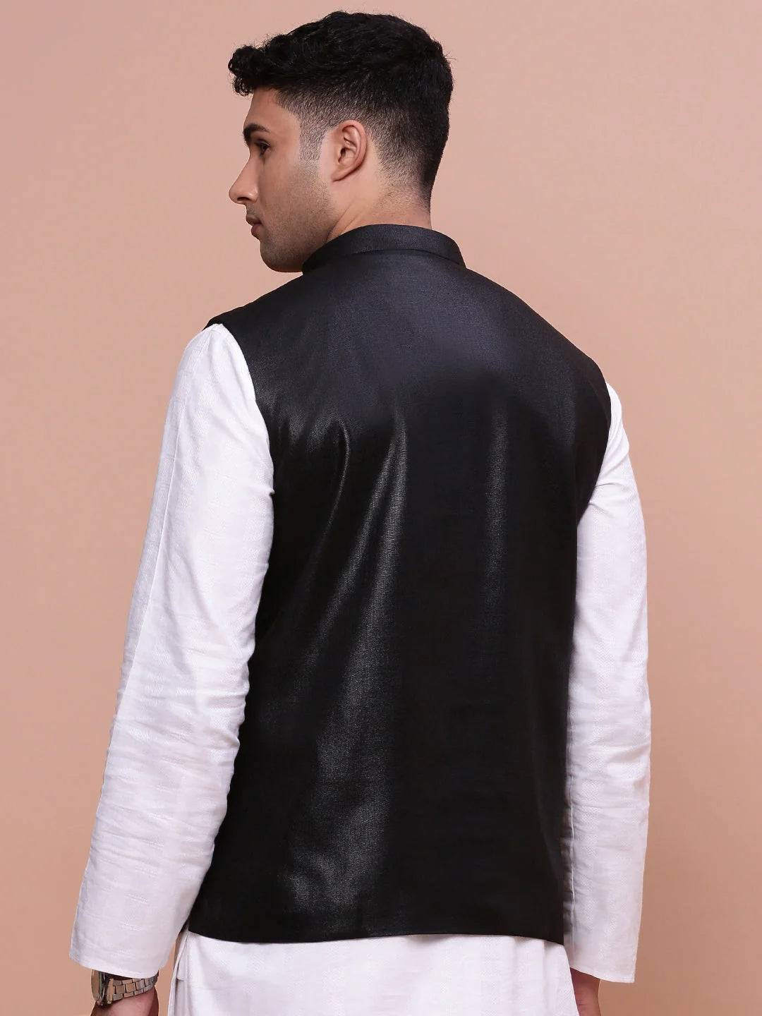 Black Solid Slim Fit Nehru Jacket | Perfect Mens Kurta Pajama