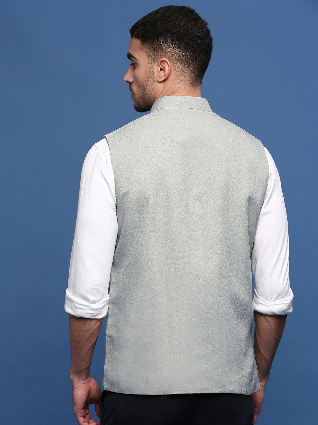 Sea Green Nehru Jacket for Men | Cotton Mens Kurta Pajama Set