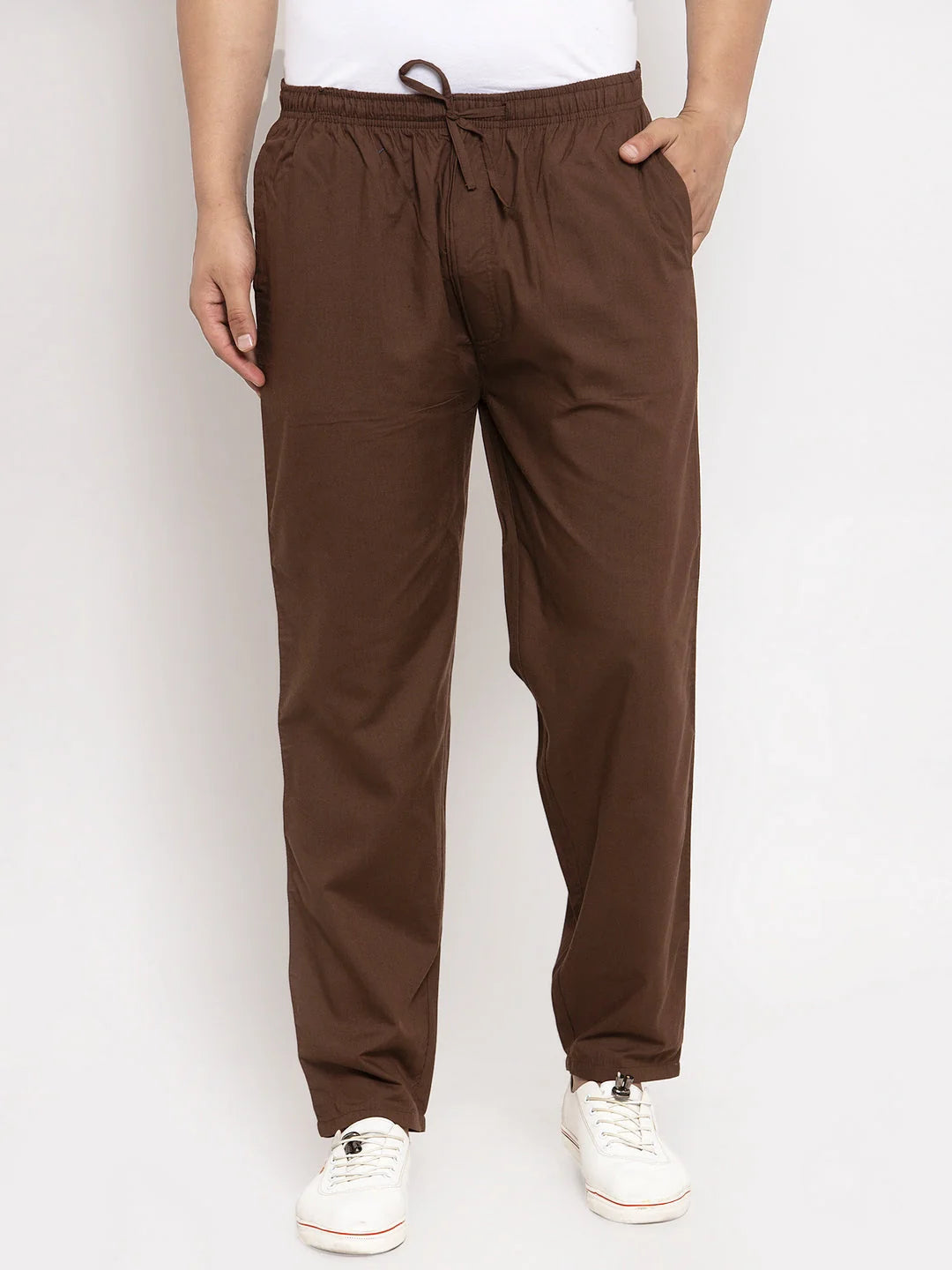 Indian Needle Men's Brown Cotton Mens Jogger Pajama Pants